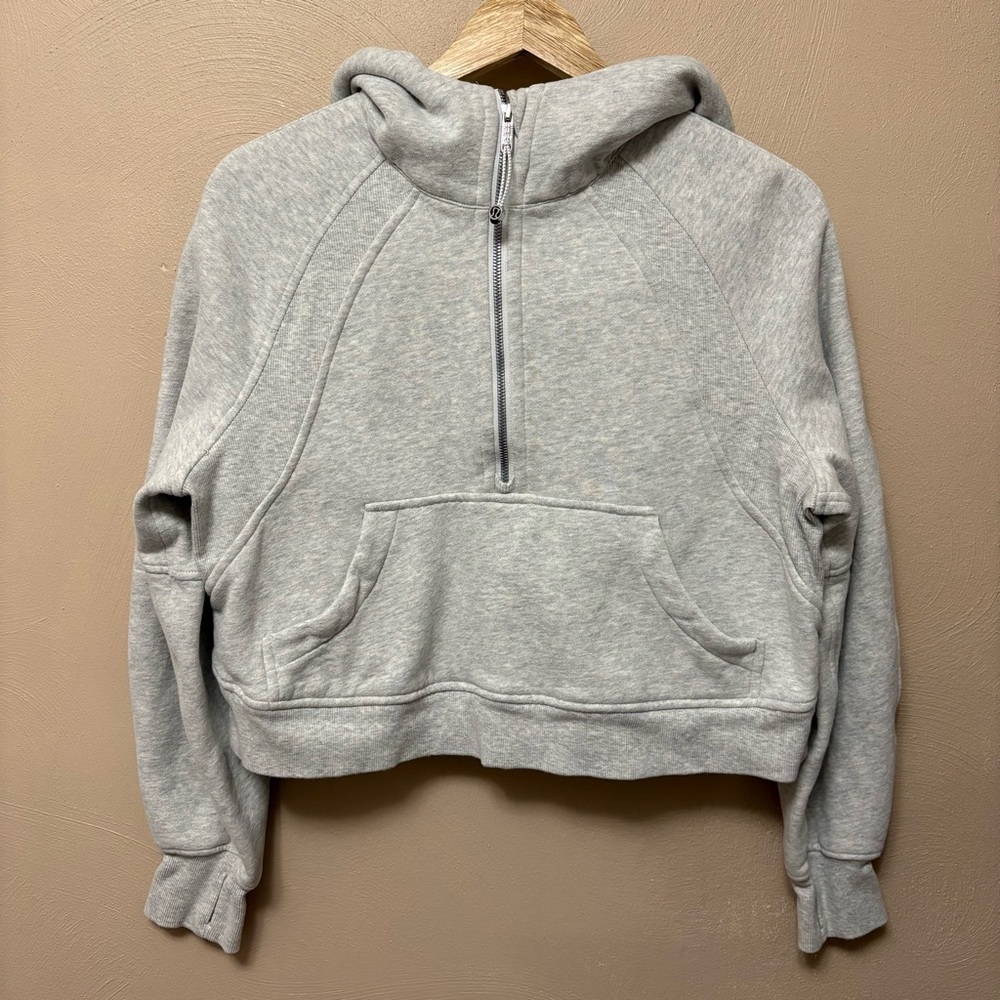 Lululemon Scuba Oversized 1/2 Zip Hoodie Heathered Core Ultra Light Grey XS/S - Picture 5 of 14